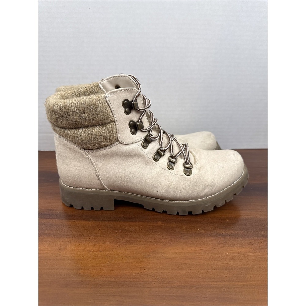 Cliffs by White Mountain Pathfield Lace Up Cuff Winter Boots size 8M Cream - Picture 8 of 13